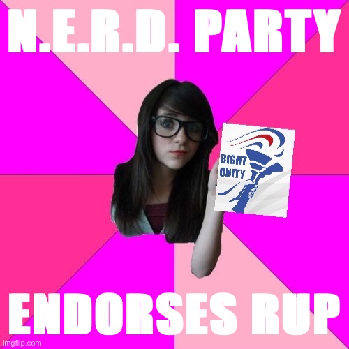 For standing tall against extremism — and for freedom, democracy, and political independence — RUP carries our endorsement. | N.E.R.D. PARTY; ENDORSES RUP | image tagged in nerd party rup,right unity party,endorsement,freedom,democracy,independence | made w/ Imgflip meme maker