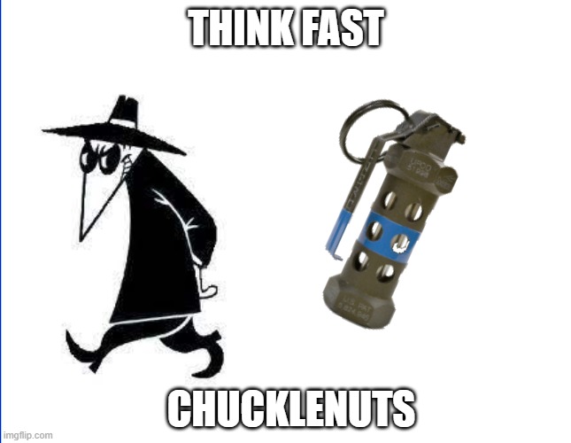 Think Fast Chucklenuts Spy vs Spy Version | THINK FAST; CHUCKLENUTS | image tagged in spy vs spy,memes | made w/ Imgflip meme maker