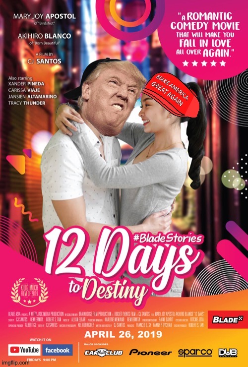 12 days to the destiny of either a miraculous Trump restoration, or the continuation of Biden’s presidency — we’ll see! | image tagged in trump 12 days to destiny,12 days,movie,trump inauguration,mike lindell,conspiracy theory | made w/ Imgflip meme maker