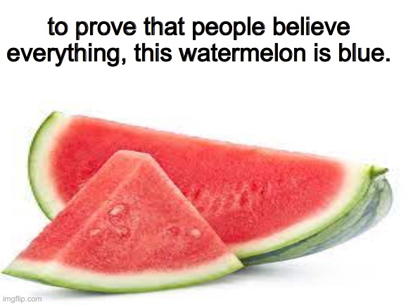 eye test | to prove that people believe everything, this watermelon is blue. | image tagged in memes,eye test,eyes,watermelon | made w/ Imgflip meme maker