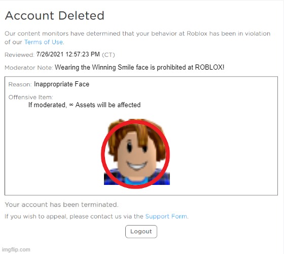 This is a real type of roblox account deletion - Imgflip