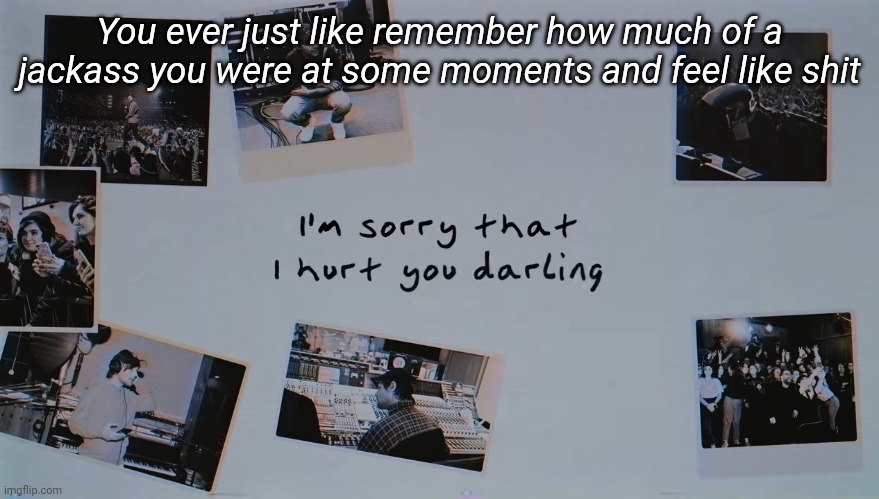 I'm sorry that I hurt you darling | You ever just like remember how much of a jackass you were at some moments and feel like shit | image tagged in i'm sorry that i hurt you darling | made w/ Imgflip meme maker