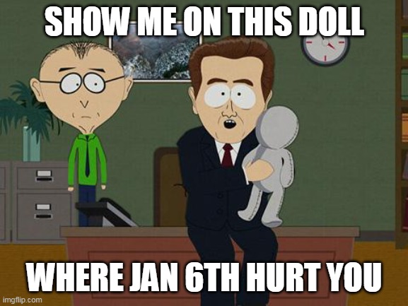 Libs wouldn't know an insurrection if one bit them. | SHOW ME ON THIS DOLL; WHERE JAN 6TH HURT YOU | image tagged in show me on this doll,january,capitol hill | made w/ Imgflip meme maker