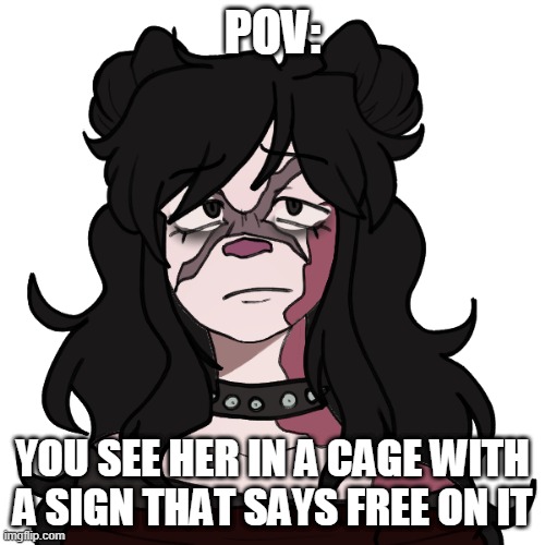POV:; YOU SEE HER IN A CAGE WITH A SIGN THAT SAYS FREE ON IT | made w/ Imgflip meme maker