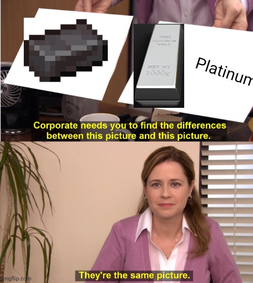 They are the same. Watch this: https://youtu.be/s28yVMld6f8 | Platinum | image tagged in memes,they're the same picture | made w/ Imgflip meme maker
