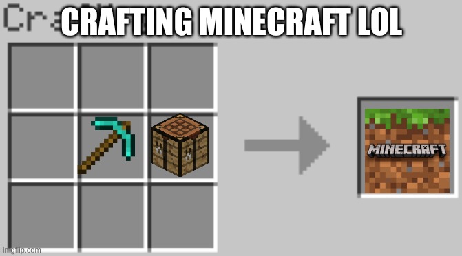 Crafting Minecraft | CRAFTING MINECRAFT LOL | image tagged in synthesis | made w/ Imgflip meme maker