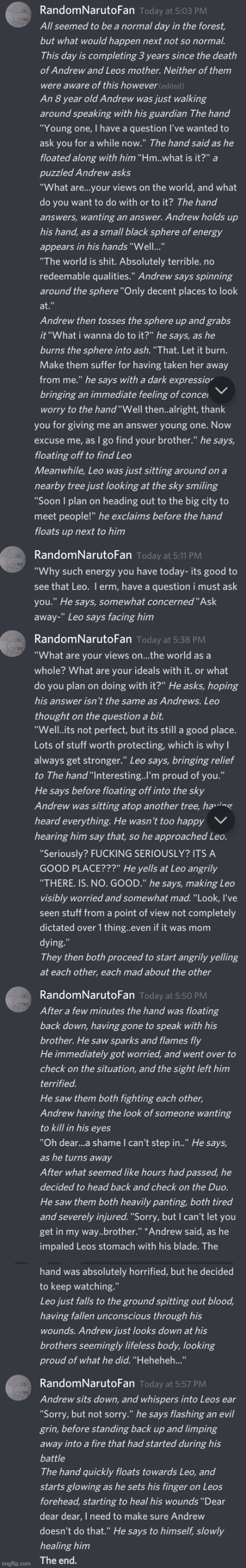 A story about my 2 ocs Andrew and Leo when they were 8 years old (I'm being serious.) | made w/ Imgflip meme maker