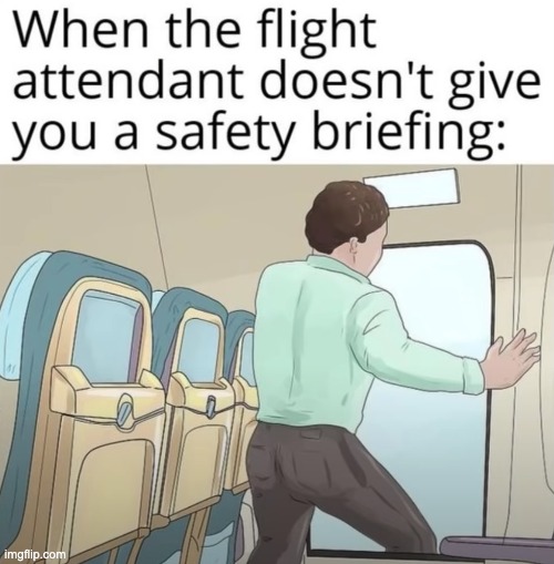 What the Flight Attendant thinks you will do | image tagged in flight attendant,airplane,plane,safety,airplanes,memes | made w/ Imgflip meme maker