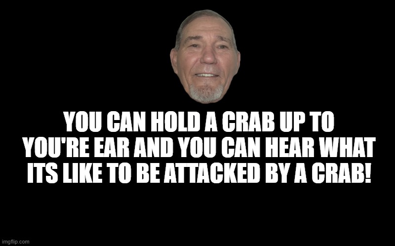 ocean sounds | YOU CAN HOLD A CRAB UP TO YOU'RE EAR AND YOU CAN HEAR WHAT ITS LIKE TO BE ATTACKED BY A CRAB! | image tagged in kewlew,lew joke | made w/ Imgflip meme maker