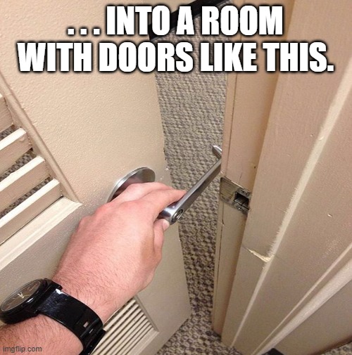 . . . INTO A ROOM WITH DOORS LIKE THIS. | made w/ Imgflip meme maker