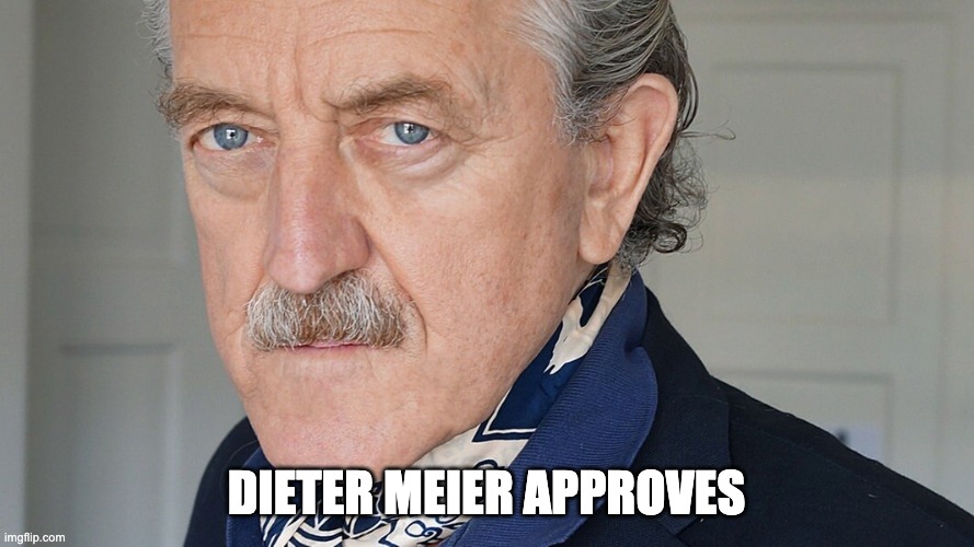 RACE | DIETER MEIER APPROVES | image tagged in yellow | made w/ Imgflip meme maker