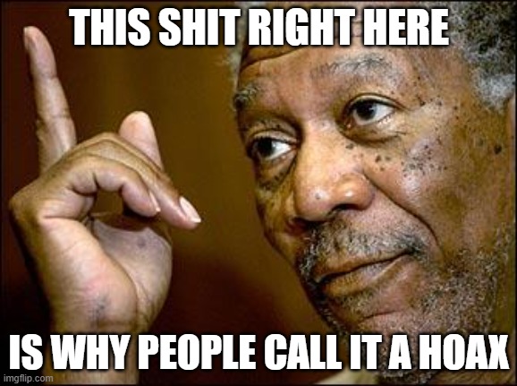Call it a Hoax | THIS SHIT RIGHT HERE; IS WHY PEOPLE CALL IT A HOAX | image tagged in this morgan freeman | made w/ Imgflip meme maker