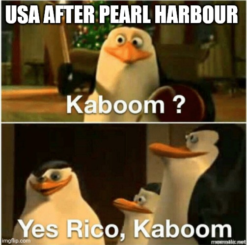 Kaboom? Yes Rico, Kaboom. | USA AFTER PEARL HARBOUR | image tagged in kaboom yes rico kaboom | made w/ Imgflip meme maker