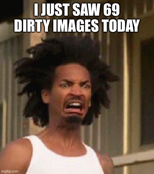 Disgusted Face | I JUST SAW 69 DIRTY IMAGES TODAY | image tagged in disgusted face | made w/ Imgflip meme maker