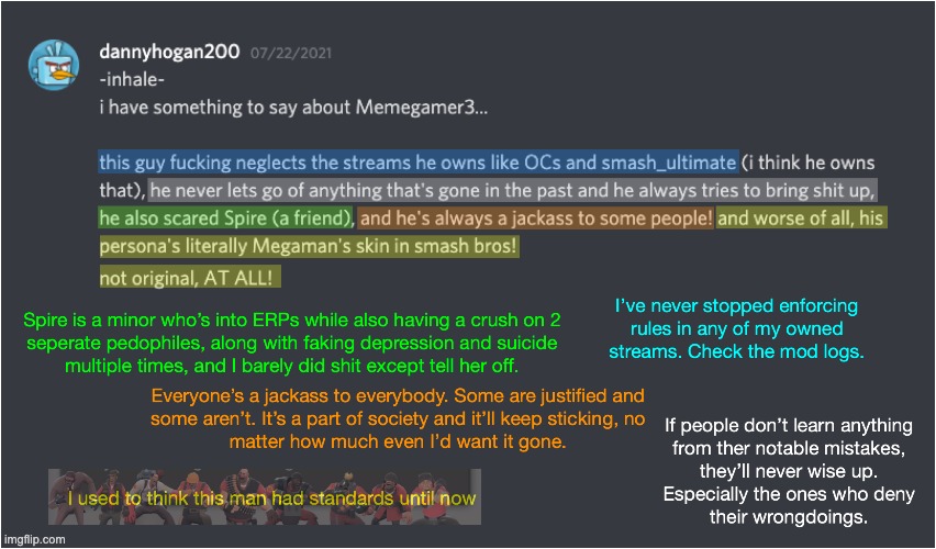 Decided to make a post about Danny's discord rant for the shits and giggles. What happens next, i'll barely care. | made w/ Imgflip meme maker