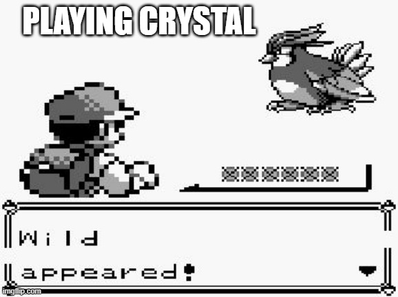 occasionally known as p**is torture, dick torture, or male genitorture/male genital torture, is a sexual activity involving the  | PLAYING CRYSTAL | image tagged in pokemon appears,pokemon | made w/ Imgflip meme maker