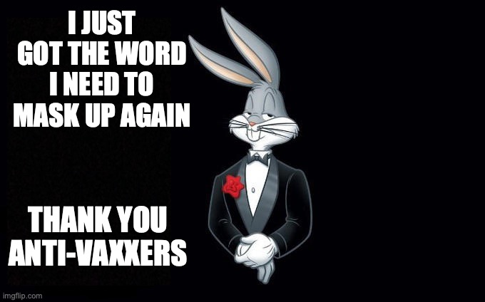 I wish all x a very y | I JUST GOT THE WORD I NEED TO MASK UP AGAIN; THANK YOU ANTI-VAXXERS | image tagged in i wish all x a very y | made w/ Imgflip meme maker