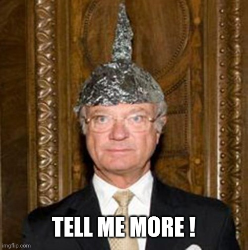 tinfoil hat guy | TELL ME MORE ! | image tagged in tinfoil hat guy | made w/ Imgflip meme maker