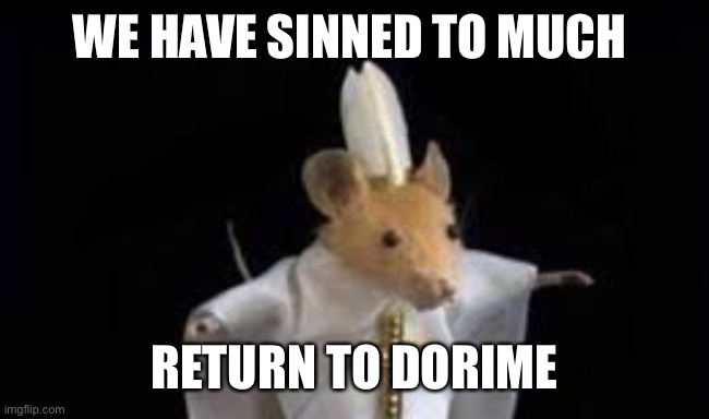 Dameu dameu dorime | WE HAVE SINNED TO MUCH; RETURN TO DORIME | image tagged in dorime | made w/ Imgflip meme maker
