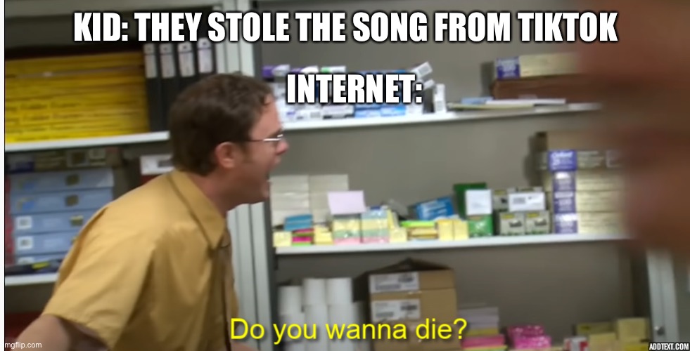 Sery | KID: THEY STOLE THE SONG FROM TIKTOK; INTERNET: | image tagged in do you wanna die | made w/ Imgflip meme maker