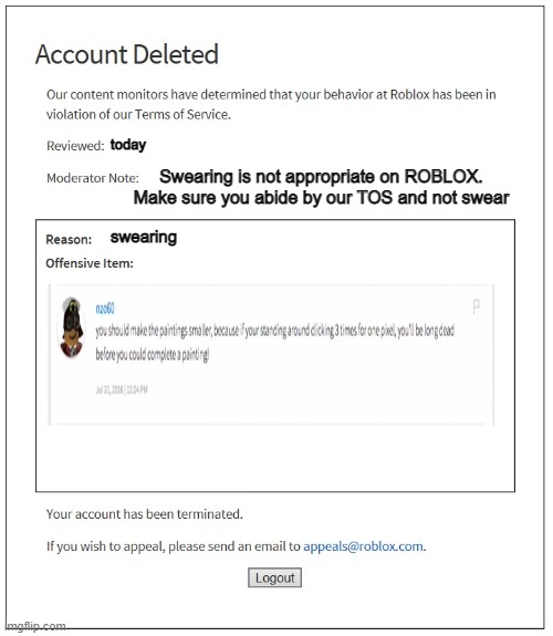 When my roblox account gets banned - Imgflip