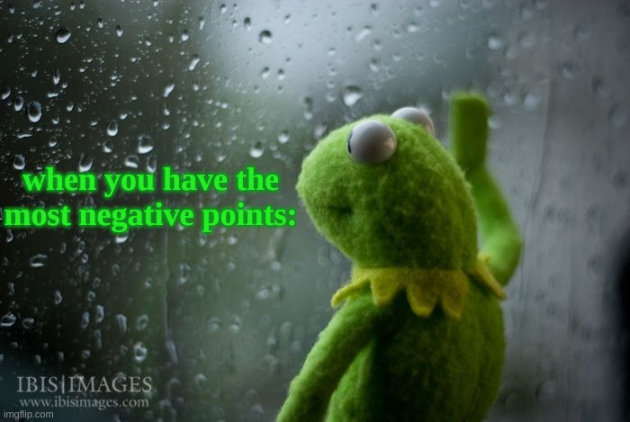 Sad. Unless You Hack Your Own Account. | when you have the most negative points: | image tagged in kermit window | made w/ Imgflip meme maker