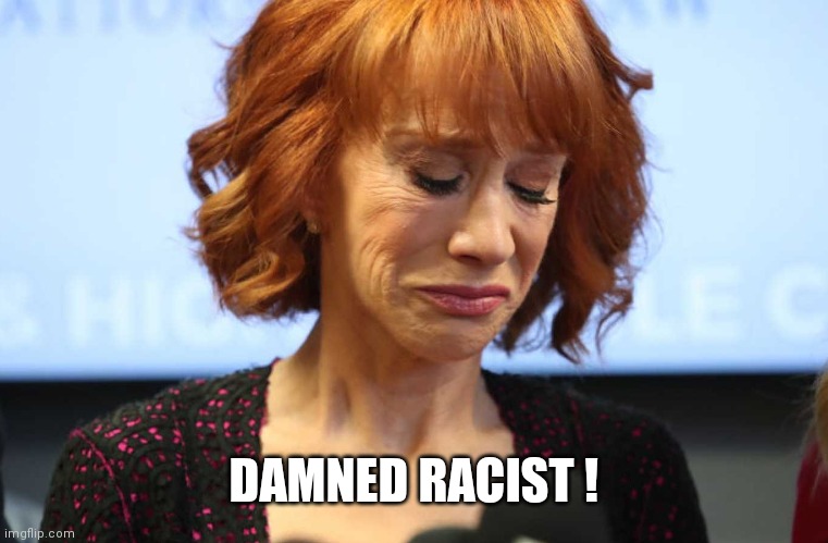 Kathy Griffin Crying | DAMNED RACIST ! | image tagged in kathy griffin crying | made w/ Imgflip meme maker