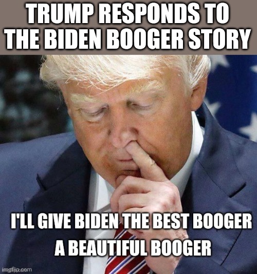 You said booger with a hard R! | TRUMP RESPONDS TO THE BIDEN BOOGER STORY | made w/ Imgflip meme maker