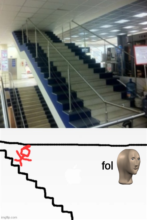 Fol | fol | image tagged in fol,stairs,meme man,mistake | made w/ Imgflip meme maker