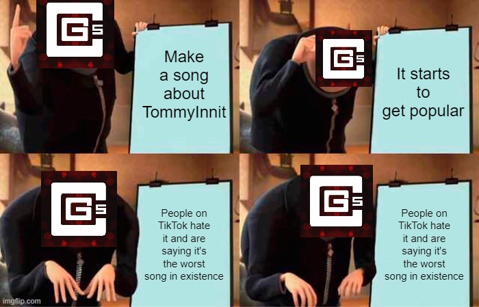 Poor Charlie :( |  Make a song about TommyInnit; It starts to get popular; People on TikTok hate it and are saying it's the worst song in existence; People on TikTok hate it and are saying it's the worst song in existence | image tagged in memes,cg5 | made w/ Imgflip meme maker