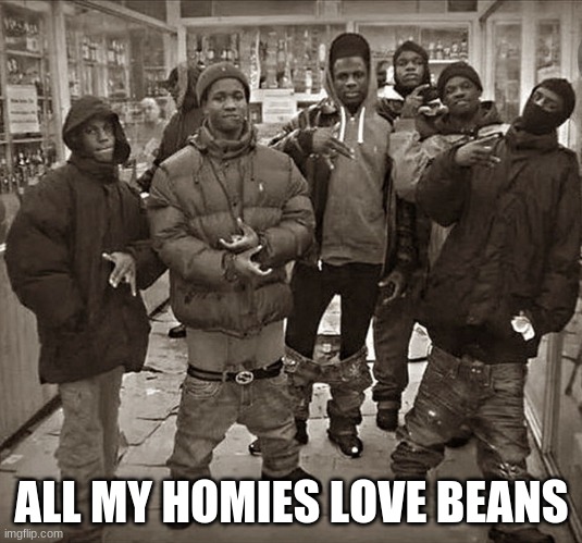 All My Homies Love | ALL MY HOMIES LOVE BEANS | image tagged in all my homies love | made w/ Imgflip meme maker