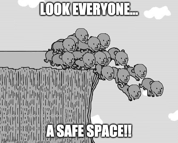 NPC Safe Space | LOOK EVERYONE... A SAFE SPACE!! | image tagged in trust the npc plan | made w/ Imgflip meme maker