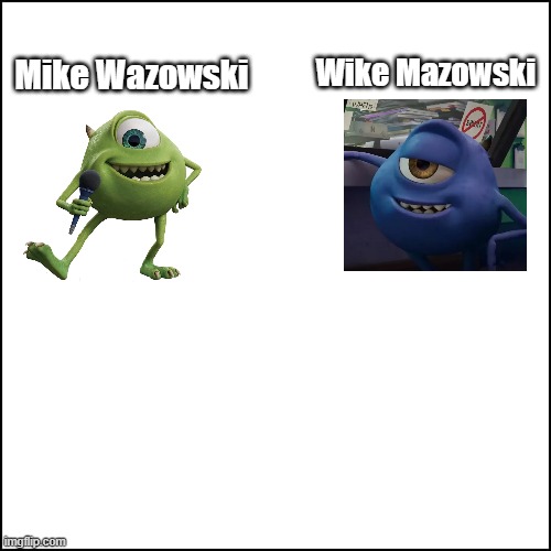Mike Wazowski VS Wike Mazowski | Wike Mazowski; Mike Wazowski | image tagged in mike wazowski,wike mazowski | made w/ Imgflip meme maker