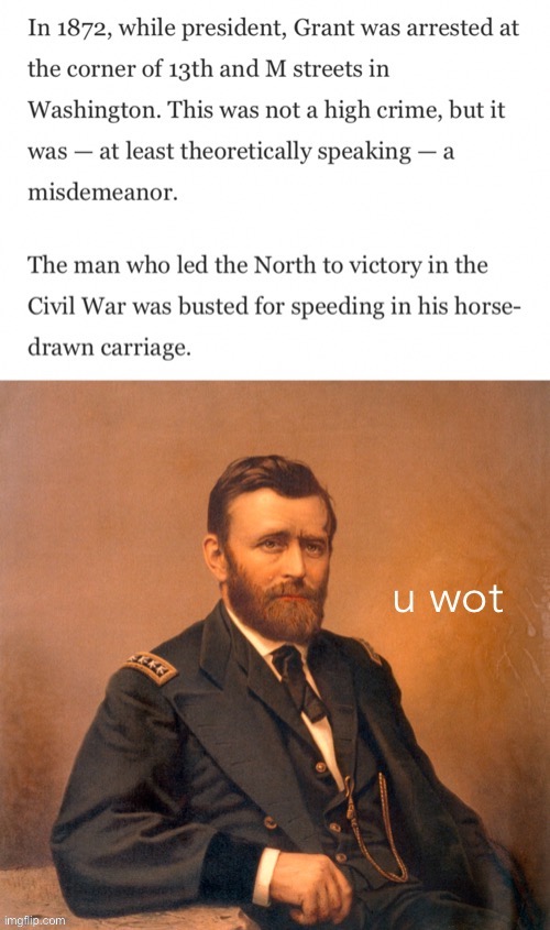 U.S. Grant is not amused by this historical tidbit (brought to you by IMGFLIP_PRESIDENTS) | image tagged in grant,presidents,u wot | made w/ Imgflip meme maker