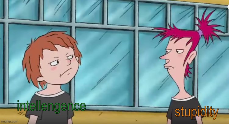I vs S | intellengence; stupidity | image tagged in horrid henry | made w/ Imgflip meme maker