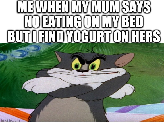 Boo | ME WHEN MY MUM SAYS NO EATING ON MY BED BUT I FIND YOGURT ON HERS | image tagged in funny meme,help me,yourlocalgay | made w/ Imgflip meme maker