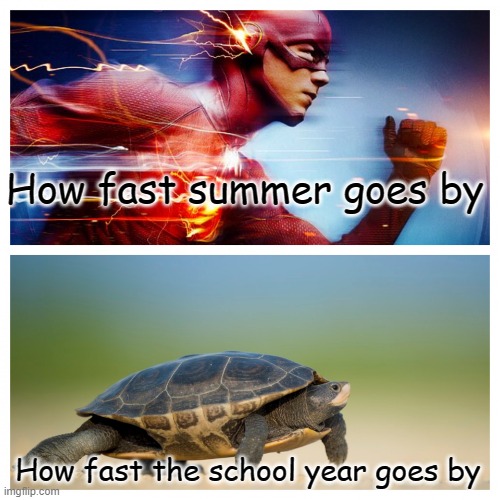 Fast vs. Slow |  How fast summer goes by; How fast the school year goes by | image tagged in fast vs slow,summer | made w/ Imgflip meme maker