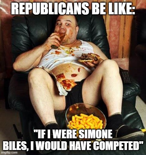 REPUBLICANS BE LIKE:; "IF I WERE SIMONE BILES, I WOULD HAVE COMPETED" | image tagged in simone biles,olympics,gymnastics,republicans | made w/ Imgflip meme maker