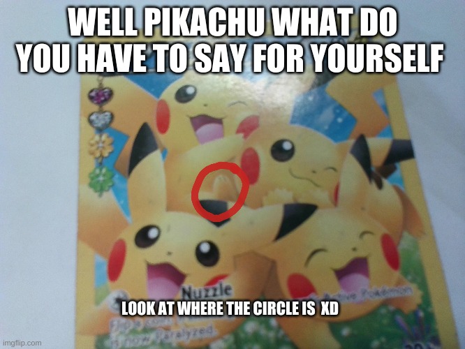 eeeeeeeeeeeeeeeeeeeeeeeeeeeeeeeeeeeeeeeeeeeeeeeeeeeeeeeeeeeeeee | WELL PIKACHU WHAT DO YOU HAVE TO SAY FOR YOURSELF; LOOK AT WHERE THE CIRCLE IS  XD | image tagged in oops | made w/ Imgflip meme maker