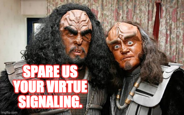 SPARE US YOUR VIRTUE SIGNALING. | made w/ Imgflip meme maker