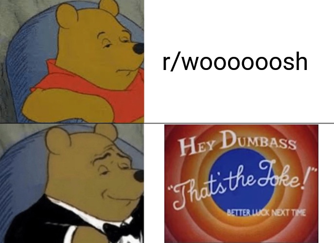 Tuxedo Winnie The Pooh Meme | r/woooooosh | image tagged in memes,tuxedo winnie the pooh | made w/ Imgflip meme maker