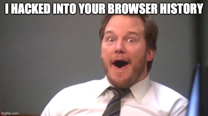 Chris Pratt Happy | I HACKED INTO YOUR BROWSER HISTORY | image tagged in chris pratt happy | made w/ Imgflip meme maker