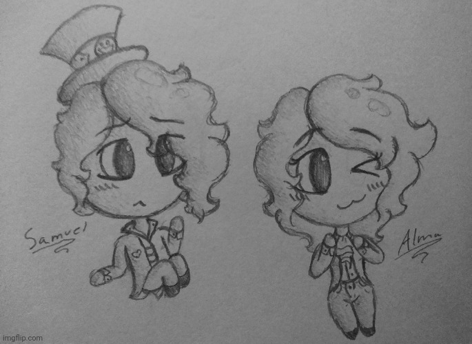 My ocs Sir Soul and Alma Virginia but they smol :3 | image tagged in princevince64,sir soul,alma,cute | made w/ Imgflip meme maker