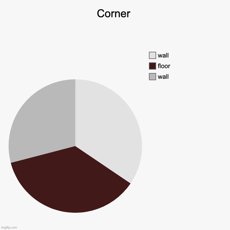 Corner | wall, floor, wall | image tagged in charts,pie charts | made w/ Imgflip chart maker