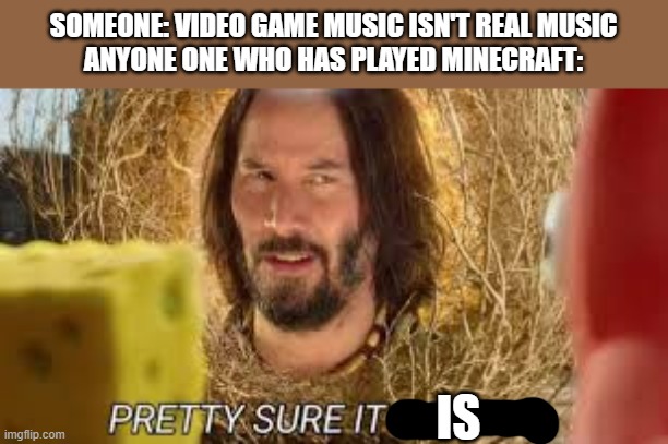 Pretty sure it doesn't | SOMEONE: VIDEO GAME MUSIC ISN'T REAL MUSIC
ANYONE ONE WHO HAS PLAYED MINECRAFT:; IS | image tagged in pretty sure it doesn't | made w/ Imgflip meme maker