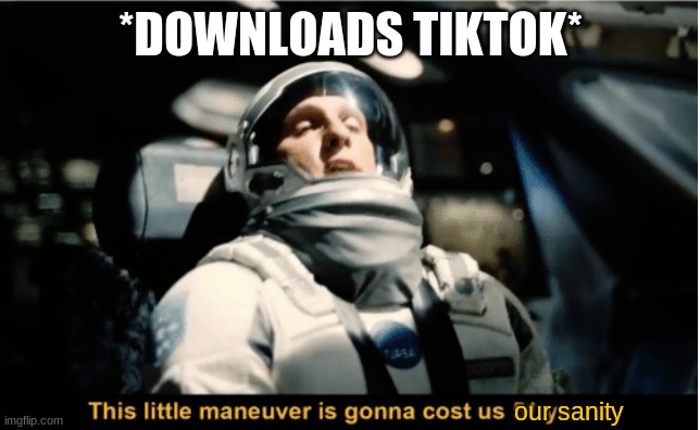 yeah screw tiktok all our homies hate tiktok |  *DOWNLOADS TIKTOK*; our sanity | image tagged in this little maneuver is gonna cost us 51 years,tiktok sucks | made w/ Imgflip meme maker