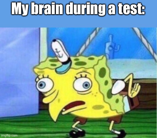 Even more truth | My brain during a test: | image tagged in memes,mocking spongebob | made w/ Imgflip meme maker