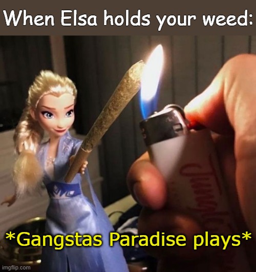 . | When Elsa holds your weed:; *Gangstas Paradise plays* | made w/ Imgflip meme maker