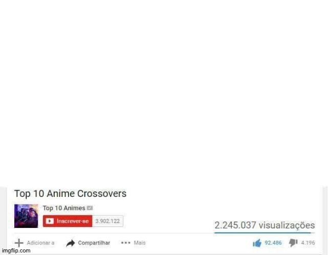Top 10 Anime Crossovers | image tagged in top 10 anime crossovers | made w/ Imgflip meme maker