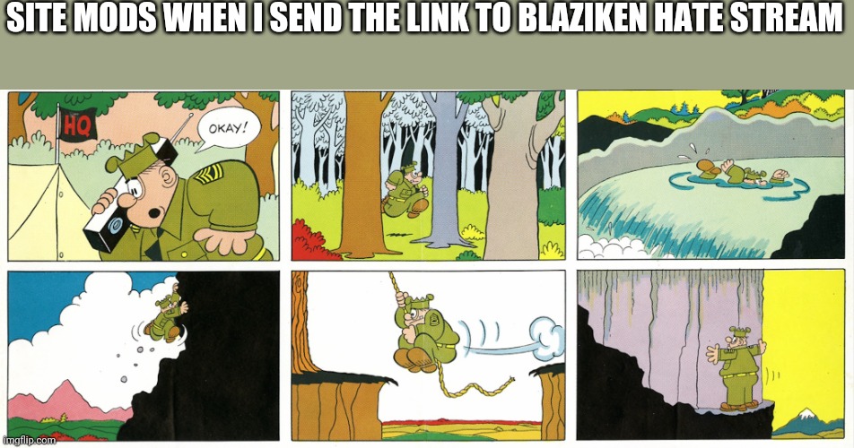 SITE MODS WHEN I SEND THE LINK TO BLAZIKEN HATE STREAM | made w/ Imgflip meme maker